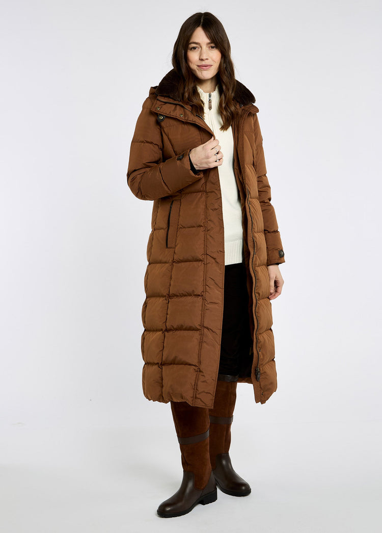 Aldborough Women's full length technical down jacket  - Russet