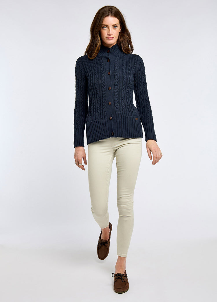 Ardrahan Women’s Fisherman Cardigan - Navy