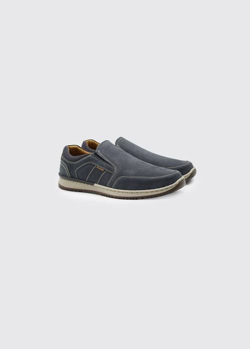 Bateman Men's Slip on Moccasin with Dual Elastic Lip - Navy
