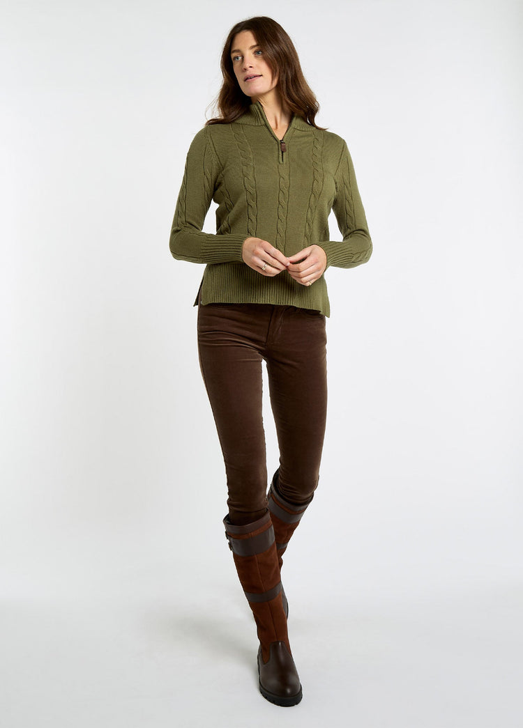 Burtonpoint Women’s zip neck sweater - Dusky Green