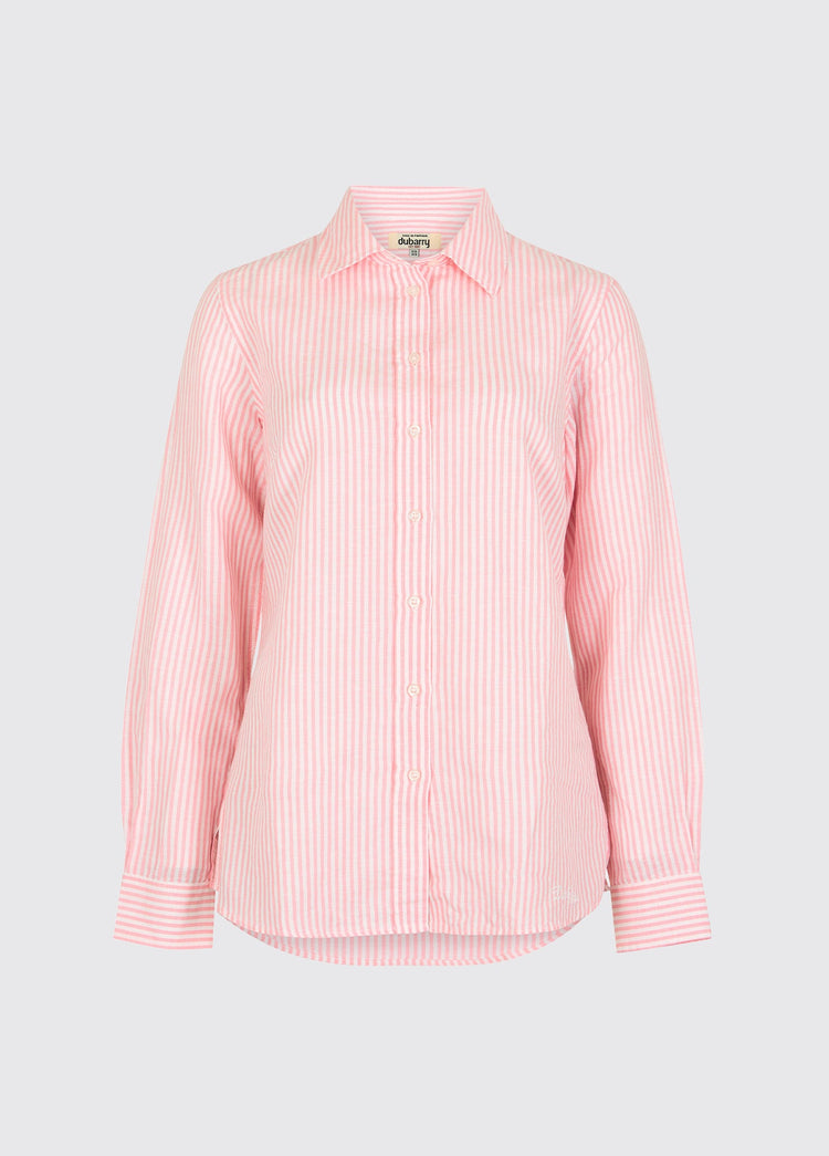 Butterfly Women’s Long Sleeve Linen Shirt - Pink
