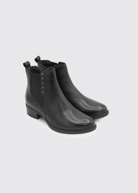 Crest Short Heeled Boot - Black