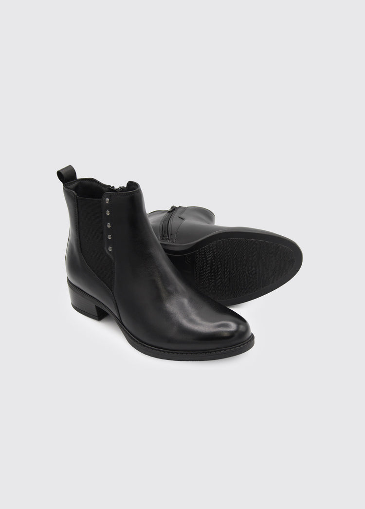 Crest Short Heeled Boot - Black