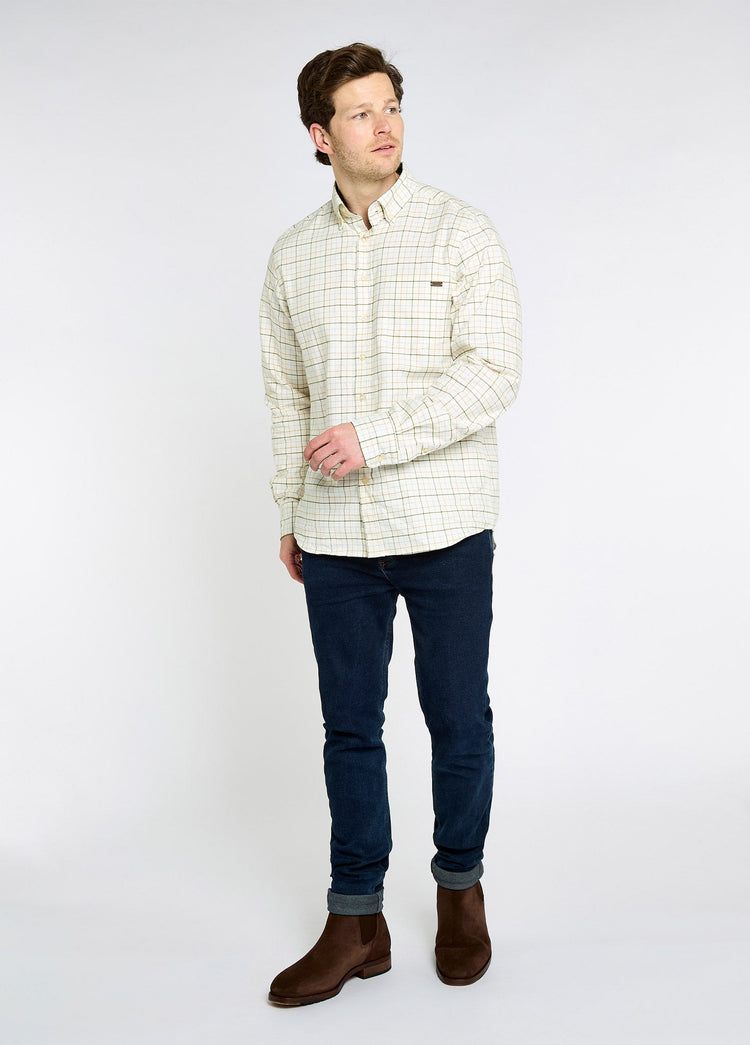 Drumcar Men’s tattersall check shirt - Dusky Green