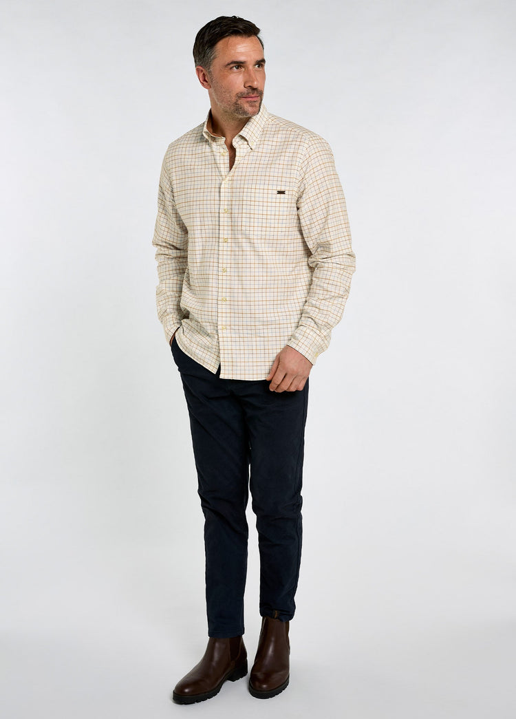 Drumcar Men's Tattersall Check Shirt - Ochre