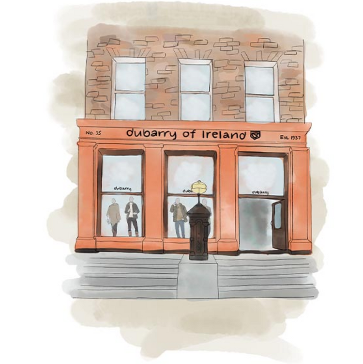 Watercolour painting of the Dubarry Flagship Store in Dublin