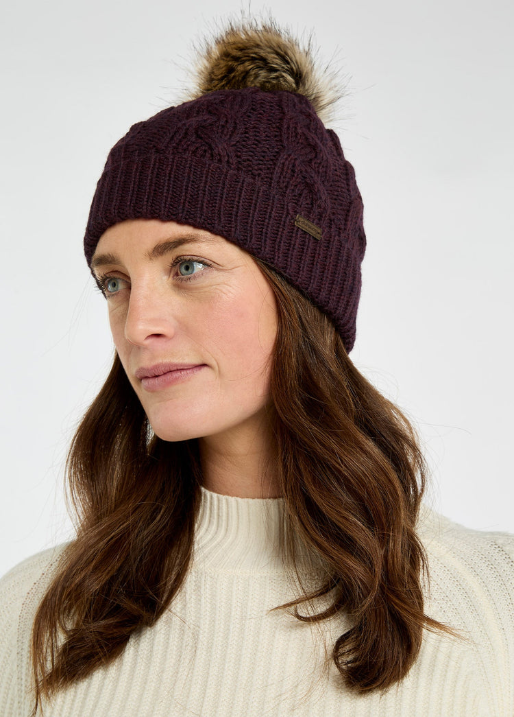 Edenmore Knitted Hat And Scarf Set - Damson