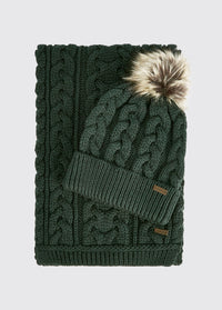 Edenmore Knitted hat and scarf set - Olive