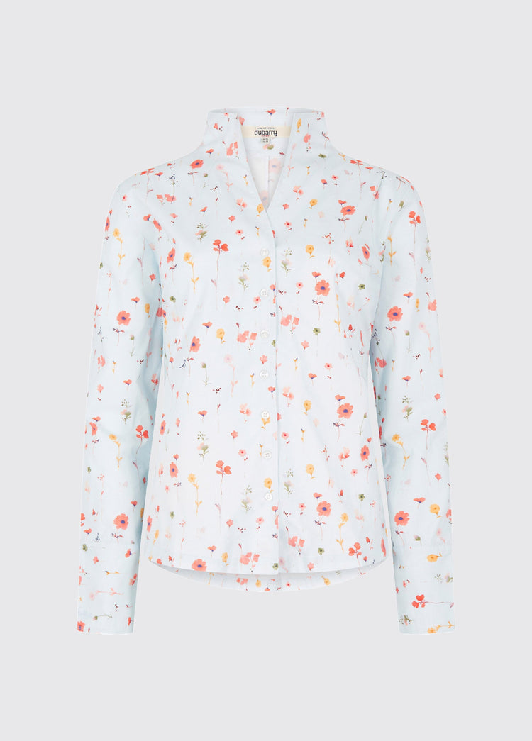 Fuchsia Women's Printed Long-Sleeve Shirt - Pale Blue