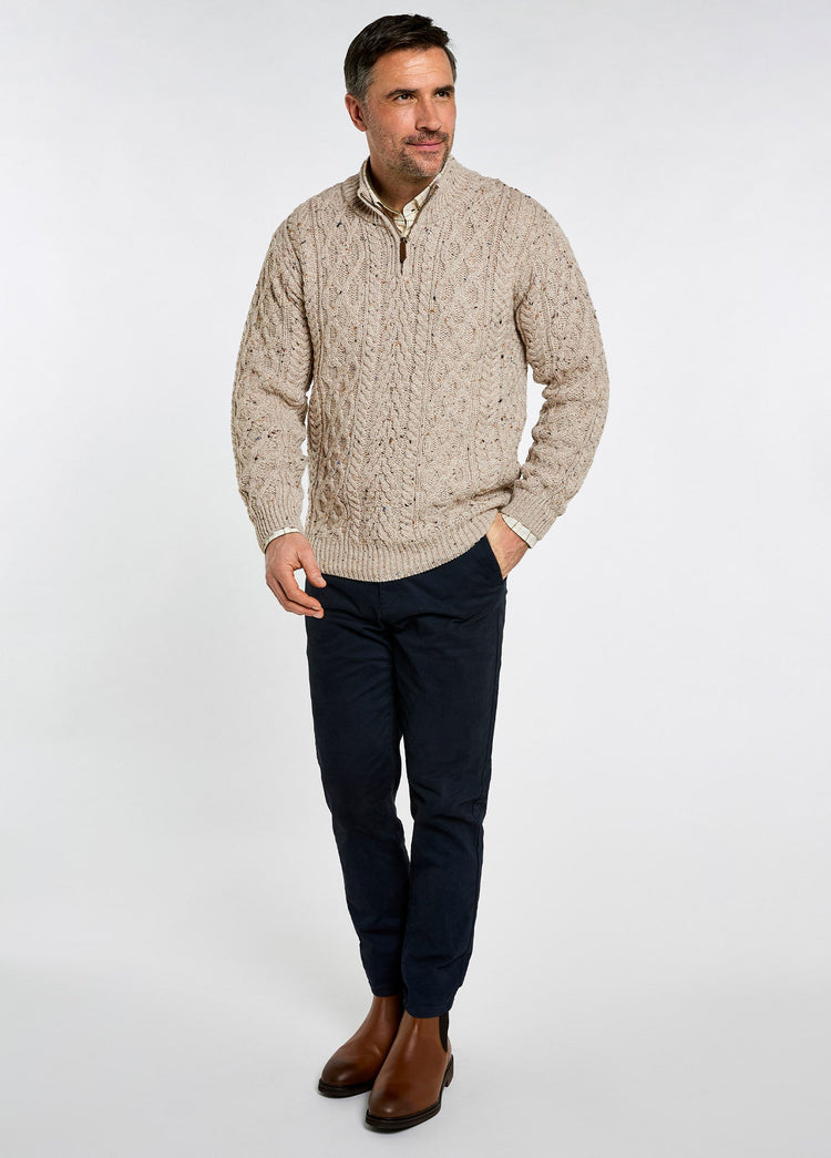 Henihan Men's ¼ Zip Neck Sweater - Oatmeal