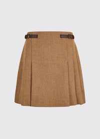 Hornbeam Women's pleated tweed skirt - Camel Twill