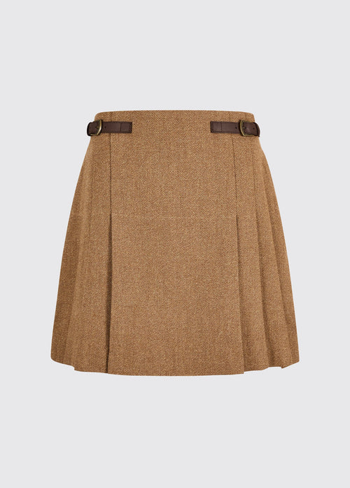Hornbeam Women's pleated tweed skirt - Camel Twill