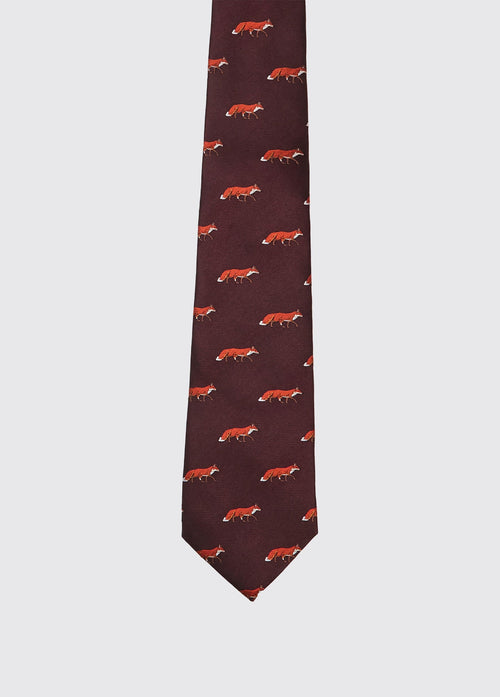 Kavanagh 100% silk fox motif tie - Merlot