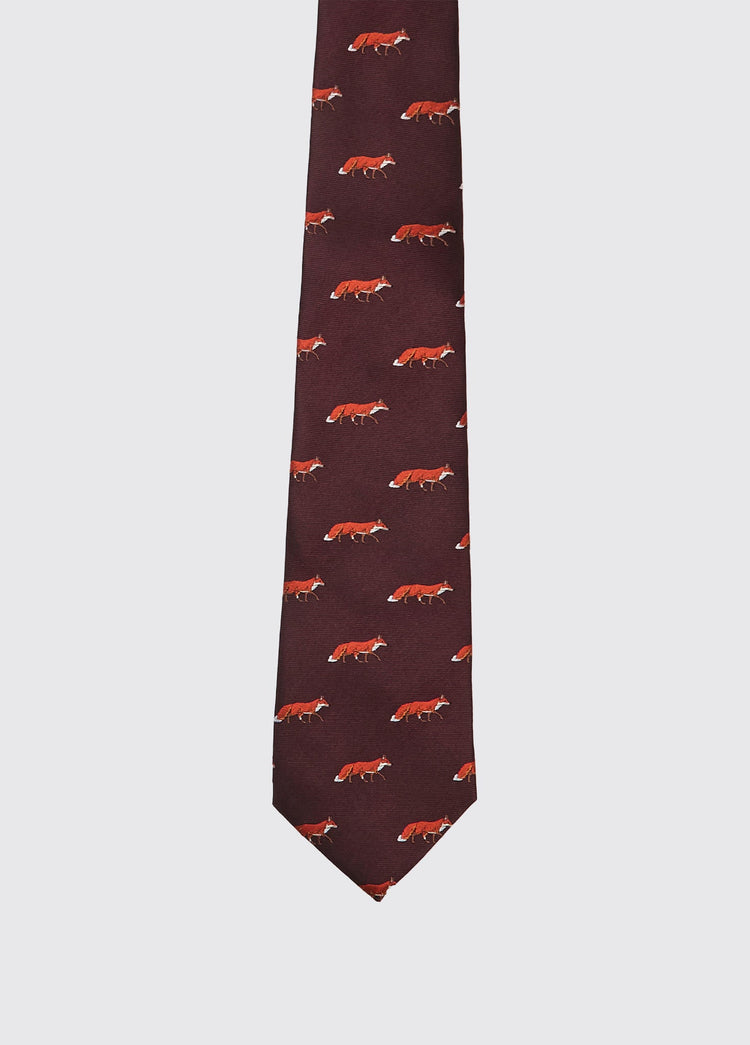 Kavanagh 100% silk fox motif tie - Merlot