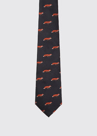 Kavanagh 100% silk fox motif tie - Navy