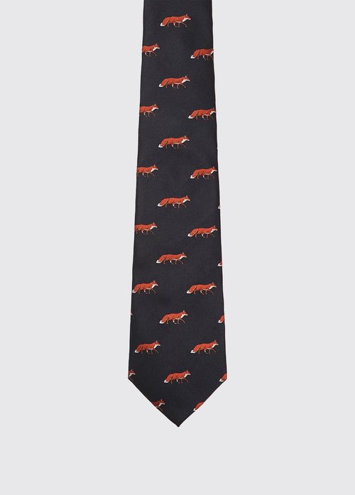 Kavanagh 100% silk fox motif tie - Navy