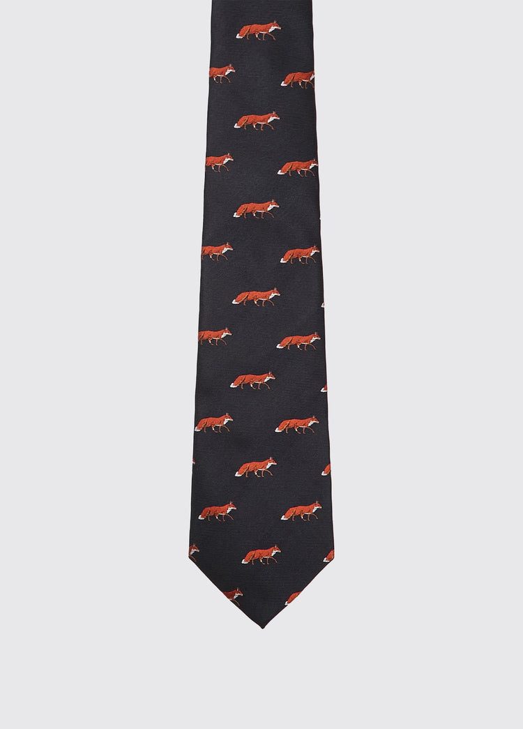 Kavanagh 100% silk fox motif tie - Navy