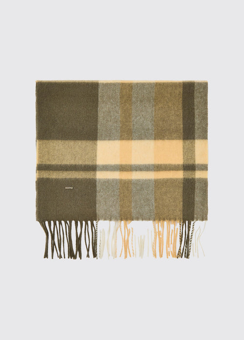 Kinvara Wool check scarf - Dusky Green