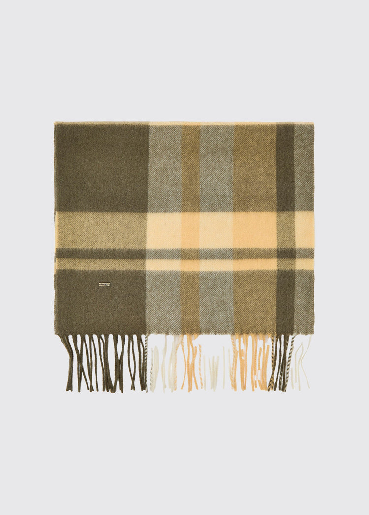 Kinvara Wool check scarf - Dusky Green
