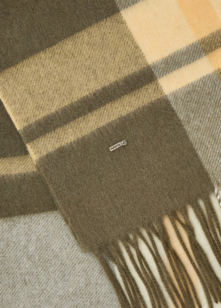 Kinvara Wool check scarf - Dusky Green