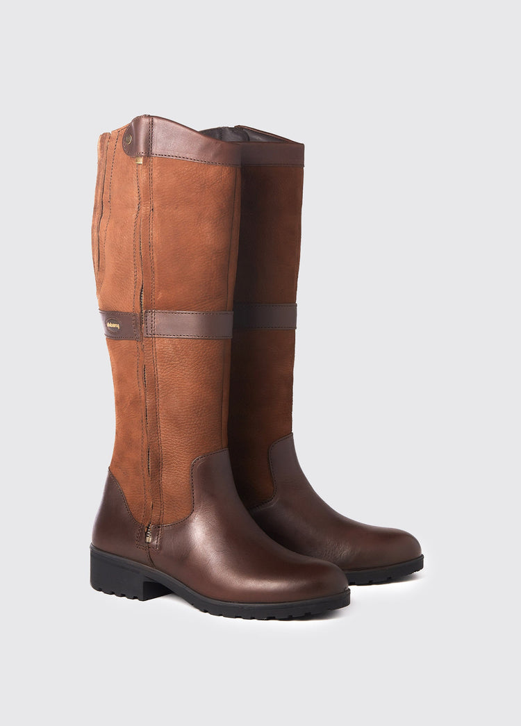 A pair of Dubarry walnut brown leather knee-high Sligo country boots with full zip