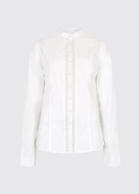 Waterlily Ladies Mandarin Collar Shirt - White