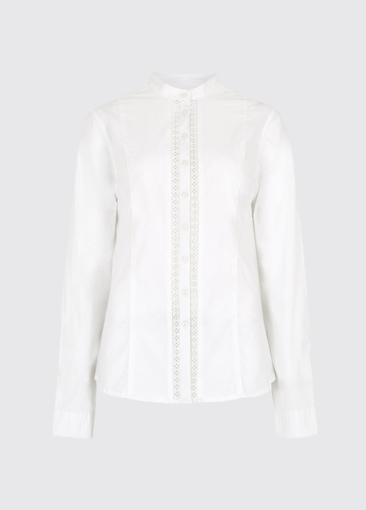 Waterlily Ladies Mandarin Collar Shirt - White