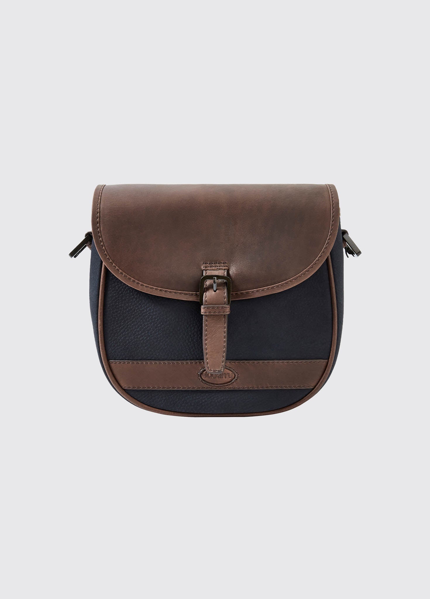 Clara Ladies Leather Saddle bag Navy Brown