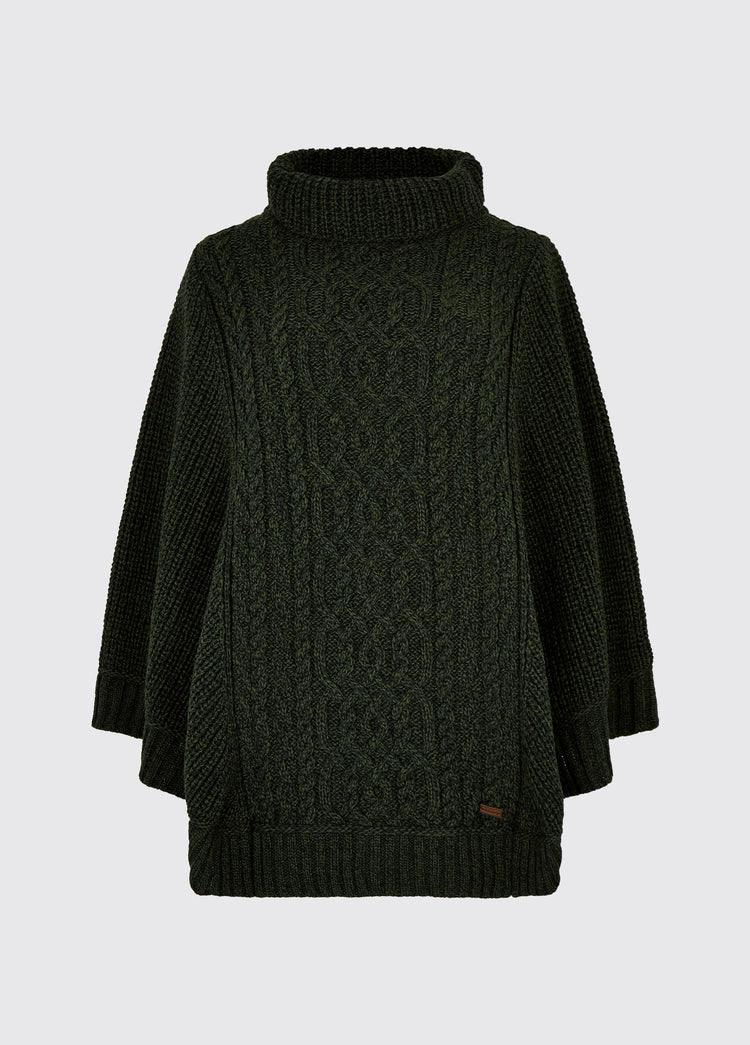 Kilronan Women’s Merino Poncho - Olive