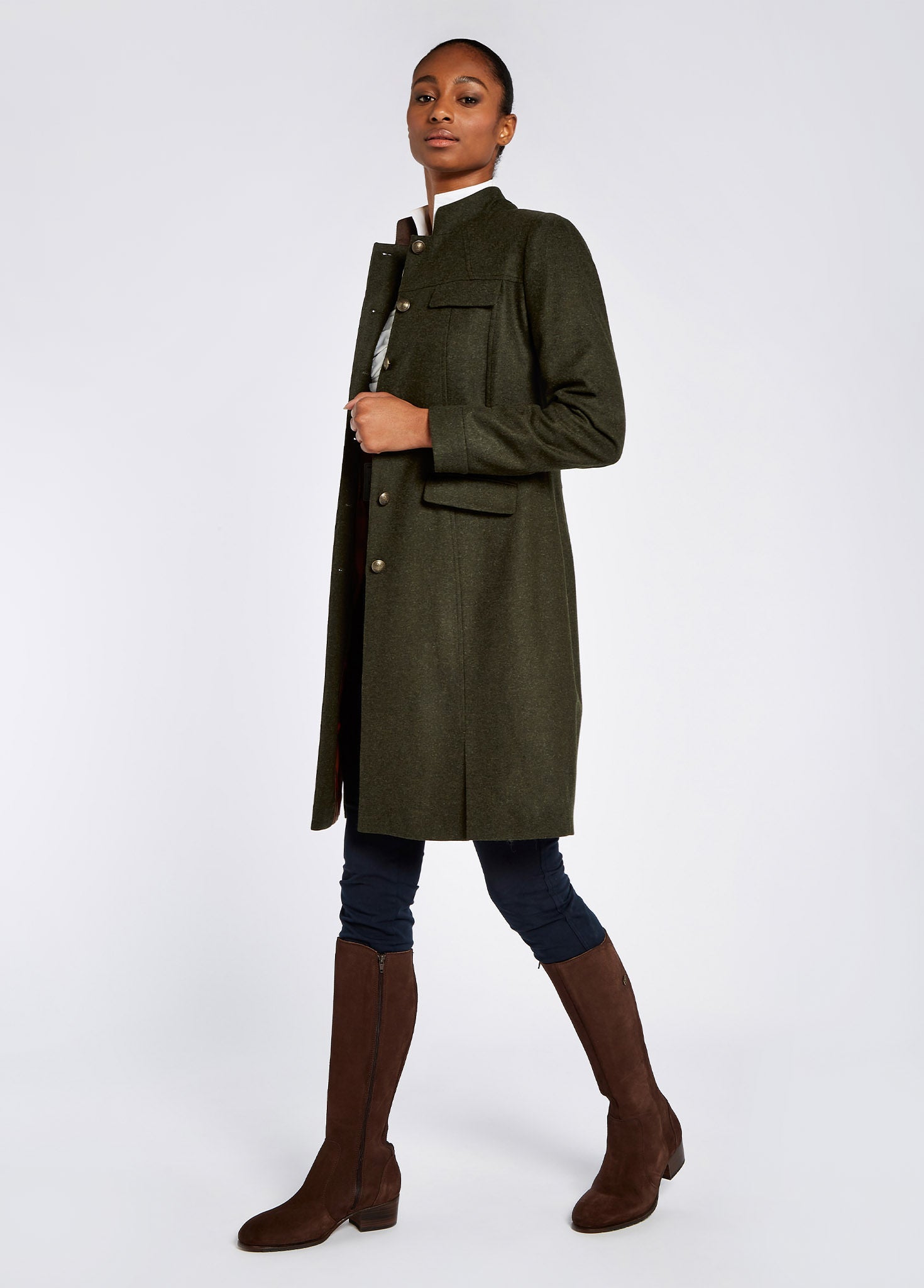 Ladies long tweed coat sale