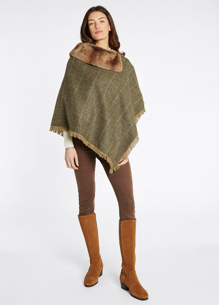 Silverfir Women's Tweed Poncho - Thistle