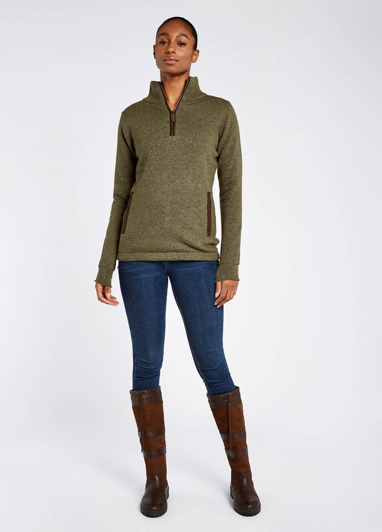 Morrisey Zip Neck Sweater - Dusky Green