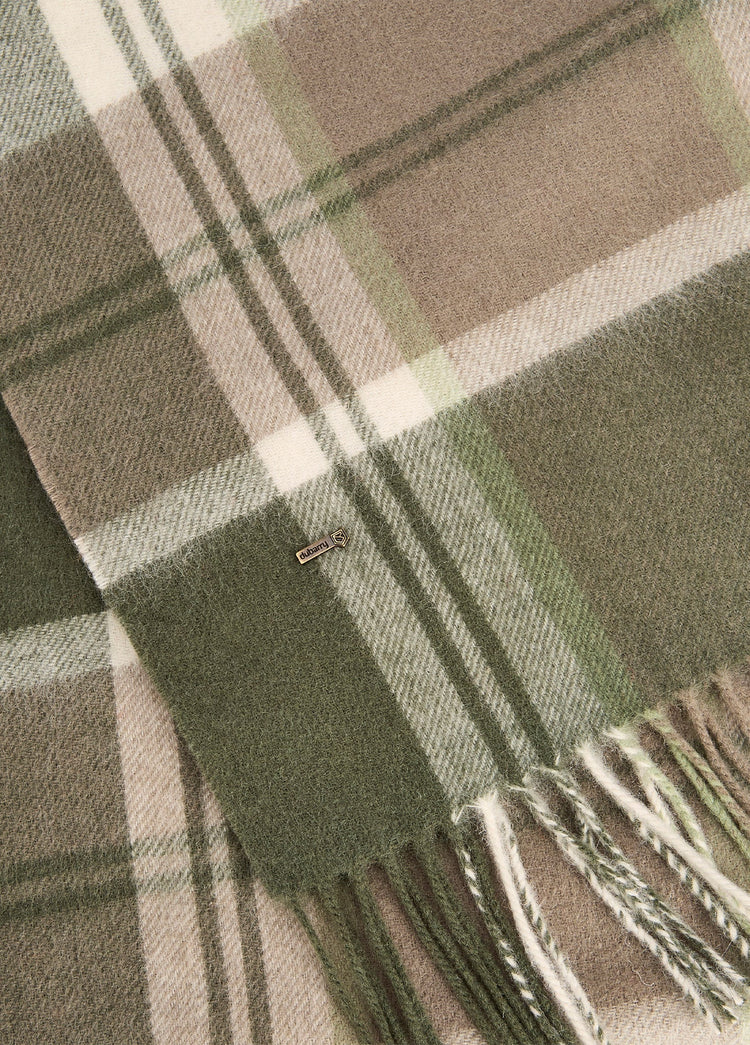 New Ross Check Pattern Scarf - Dusky Green