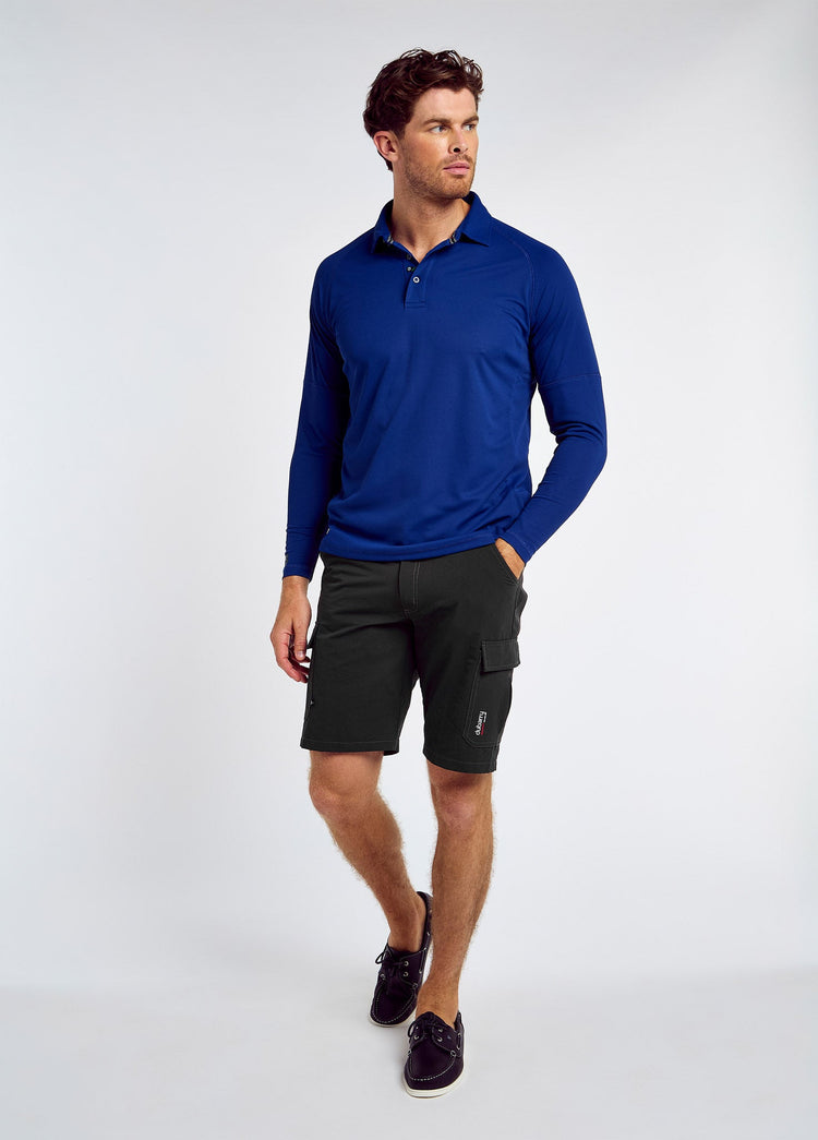 Piraeus Men's Long Sleeve Technical Polo - Ultramarine