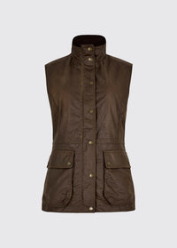 Rathsallagh Women's wax cotton gilet - Café