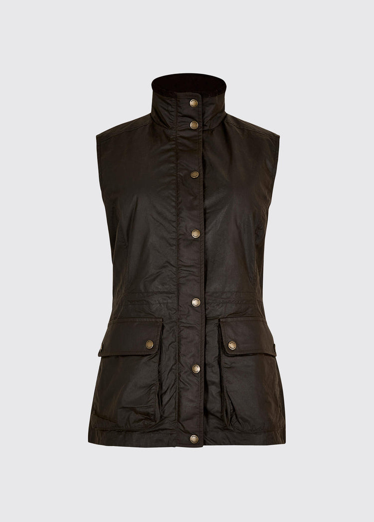 Rathsallagh Women's wax cotton gilet - Verdigris