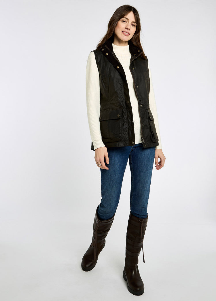 Rathsallagh Women's wax cotton gilet - Verdigris