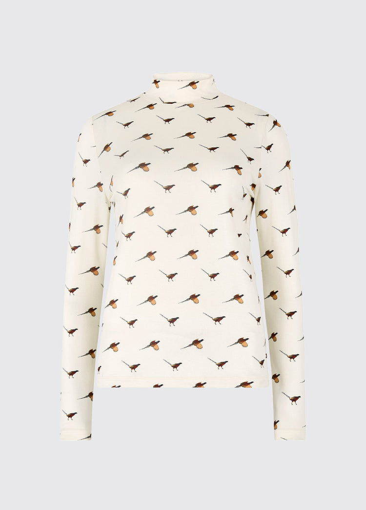 Reynolds Women's soft printed mock neck top - Cream