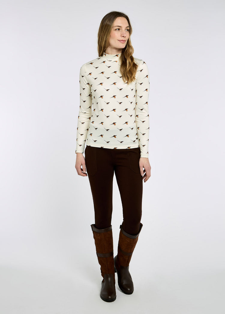 Reynolds Women's soft printed mock neck top - Cream