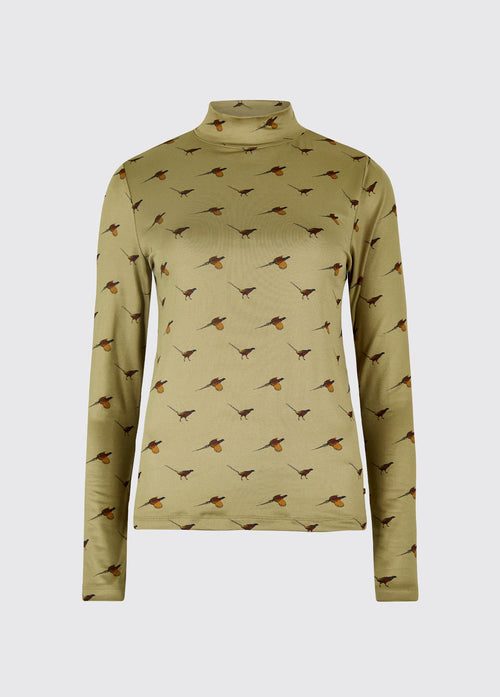 Reynolds Women's soft printed mock neck top - Dusky Green