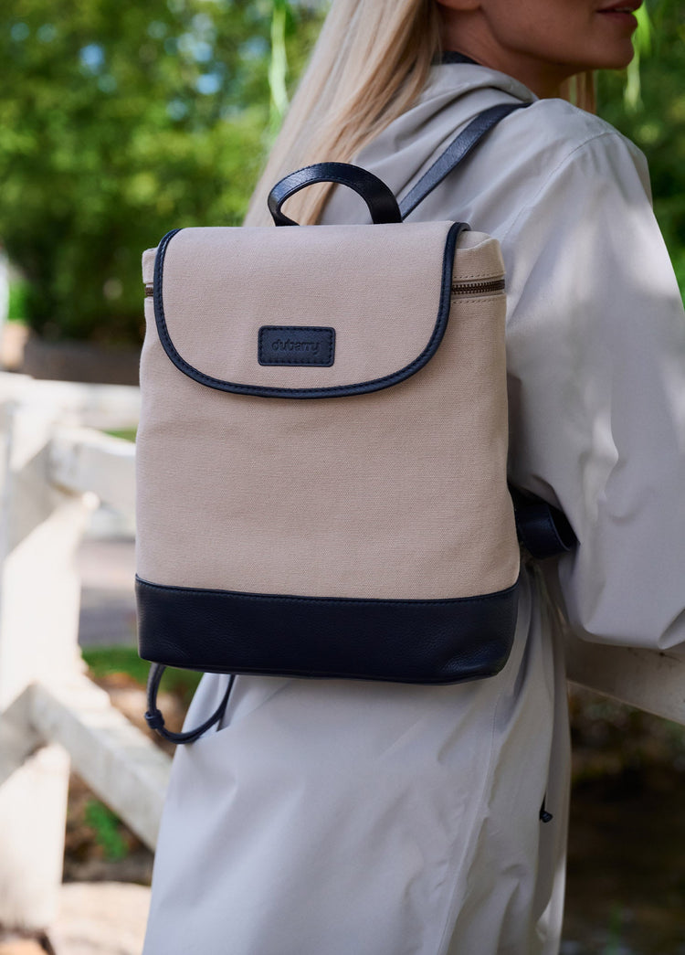 Rosegreen Women’s Canvas backpack with leather trimming - Navy