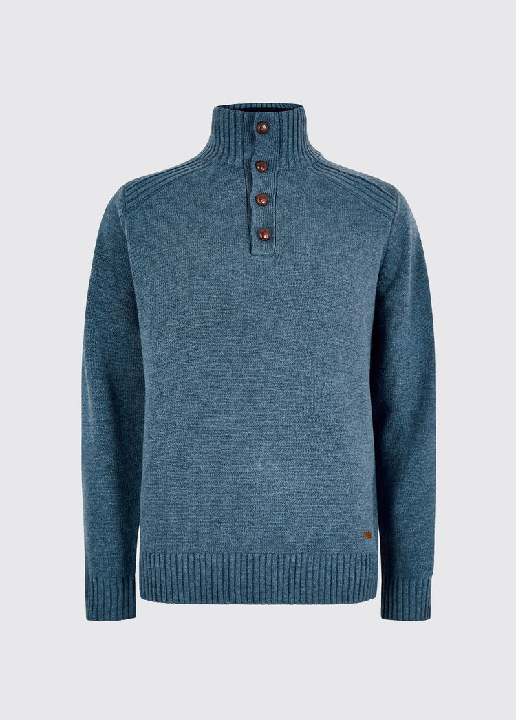 Shields Men’s button neck knit - Indigo