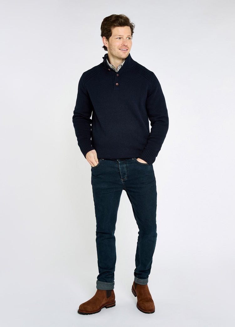Shields Men’s button neck knit - Navy