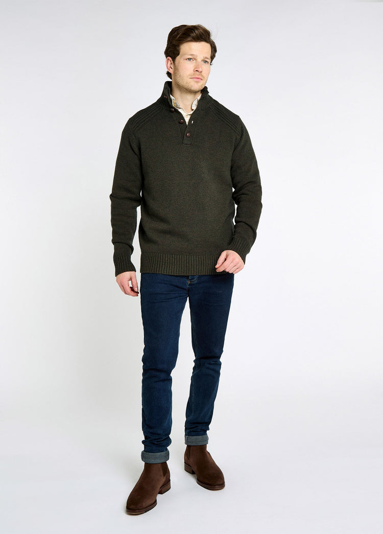 Shields Men’s button neck knit - Olive