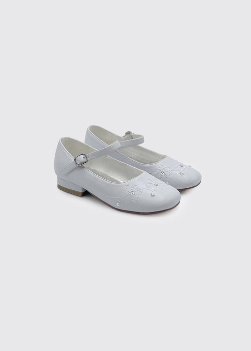 Talie Girls White Communion Shoe - White