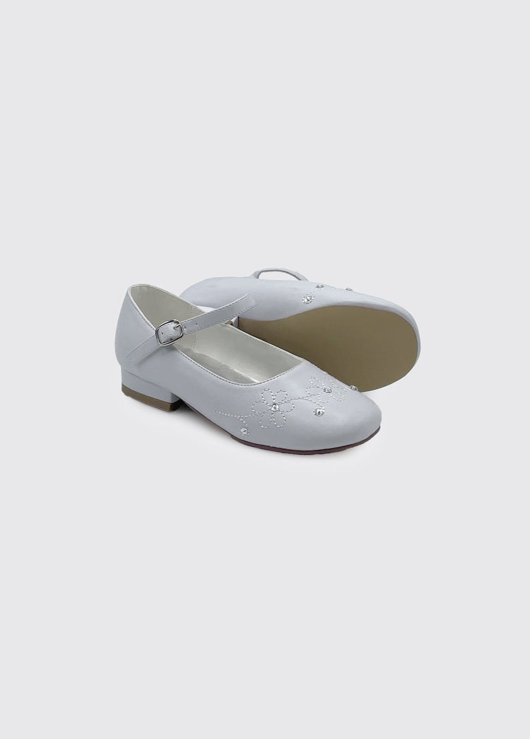 Talie Girls White Communion Shoe - White
