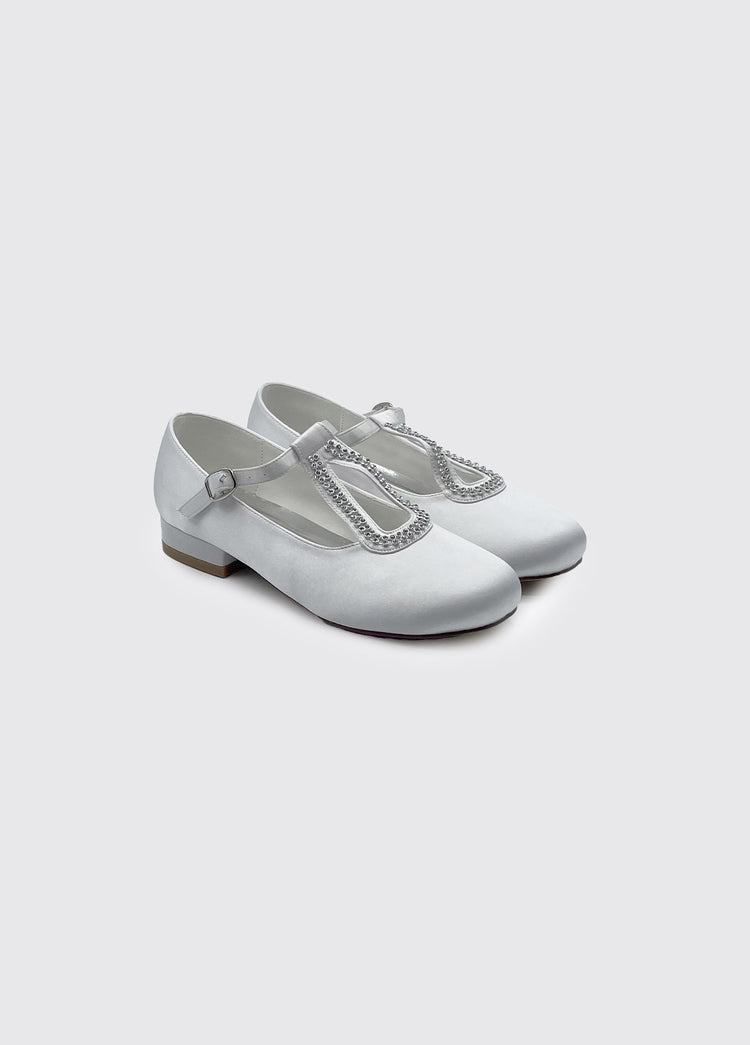 Trista Girls White Communion Shoe - White