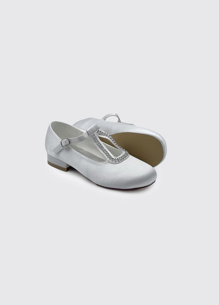 Trista Girls White Communion Shoe - White