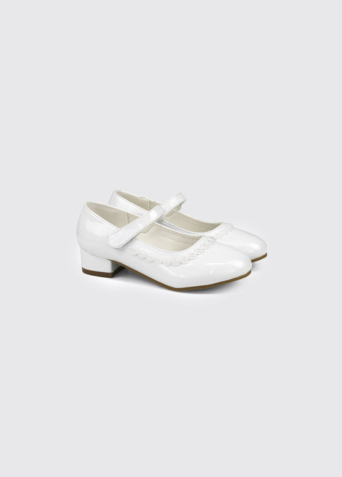 Velma Girl's Communion Shoe - White Patent