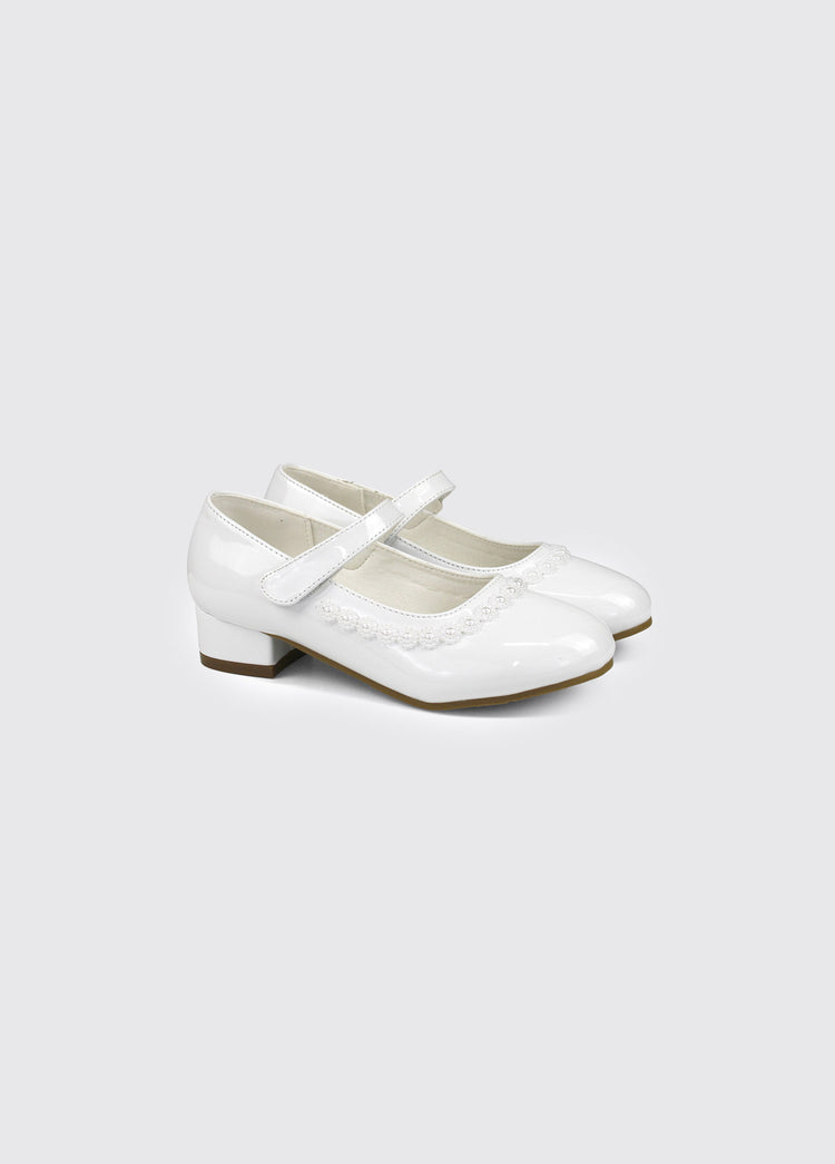 Velma Girl's Communion Shoe - White Patent